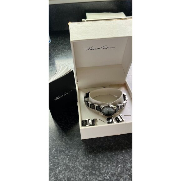 Vtg Kenneth Cole New York Womens Watch Chronograph Swiss Movement Mother Of Pear - Picture 2 of 10